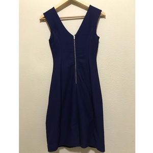 Express V-neck navy blue textured dress